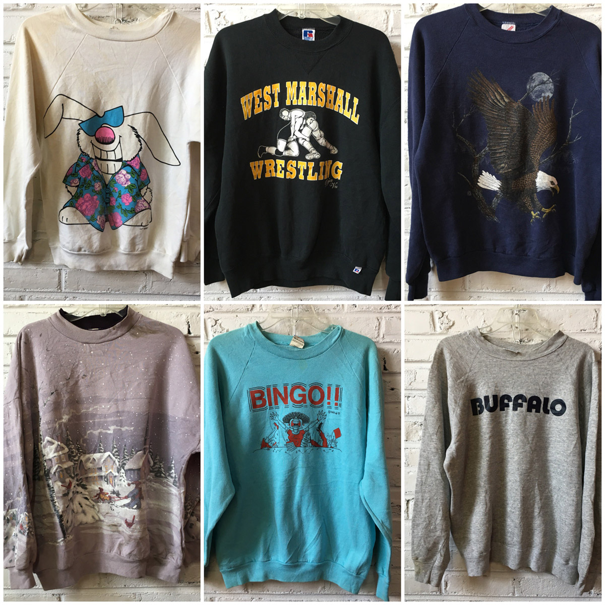 Printed Crewneck Sweatshirts & Hoodies by the pound Bulk Vintage Clothing